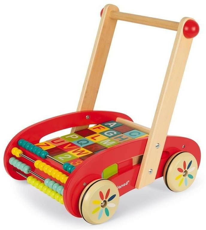 Janod Chariot de marche avec 30 cubes ABC Buggy (4505580) Trotteurs