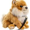 UNI-TOYS Pomeranian with leash 23cm beige/white Peluches